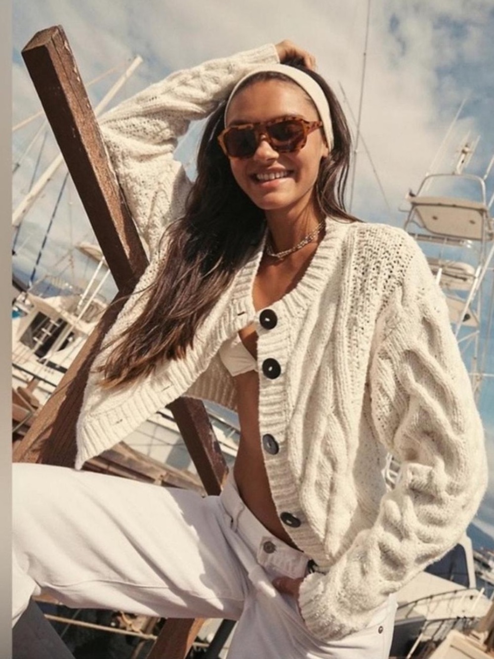 Free People Bonfire Cable Knit cardigan